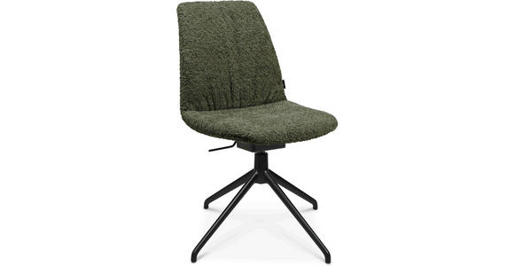 STUHL in Aluminium Bouclé Metall, Textil - Dunkelgrün/Schwarz, Design, Textil/Metall (46/81,5-84,5/55cm) - Johann Jakob