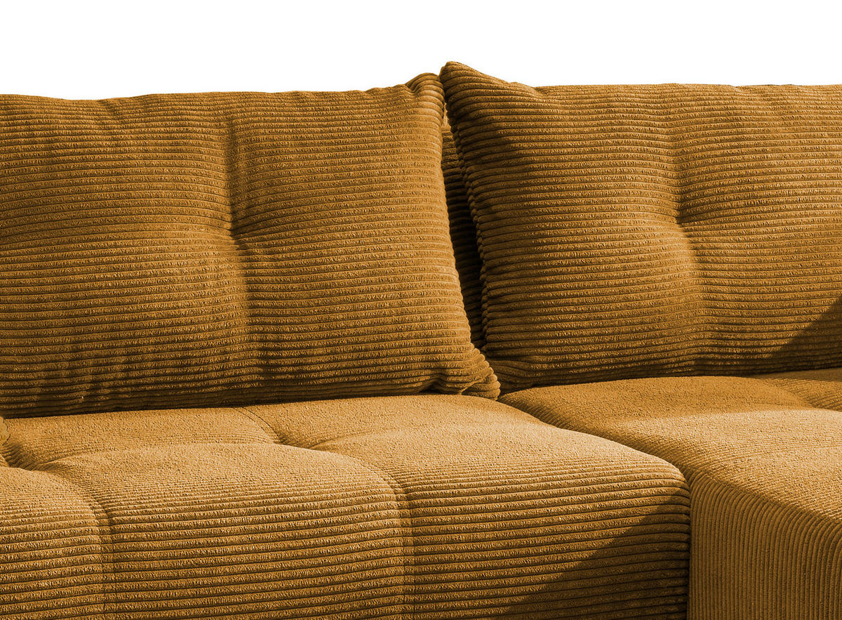 ECKSOFA in Cord Goldfarben  - Goldfarben/Schwarz, Modern, Holz/Textil (246/177cm) - MID.YOU