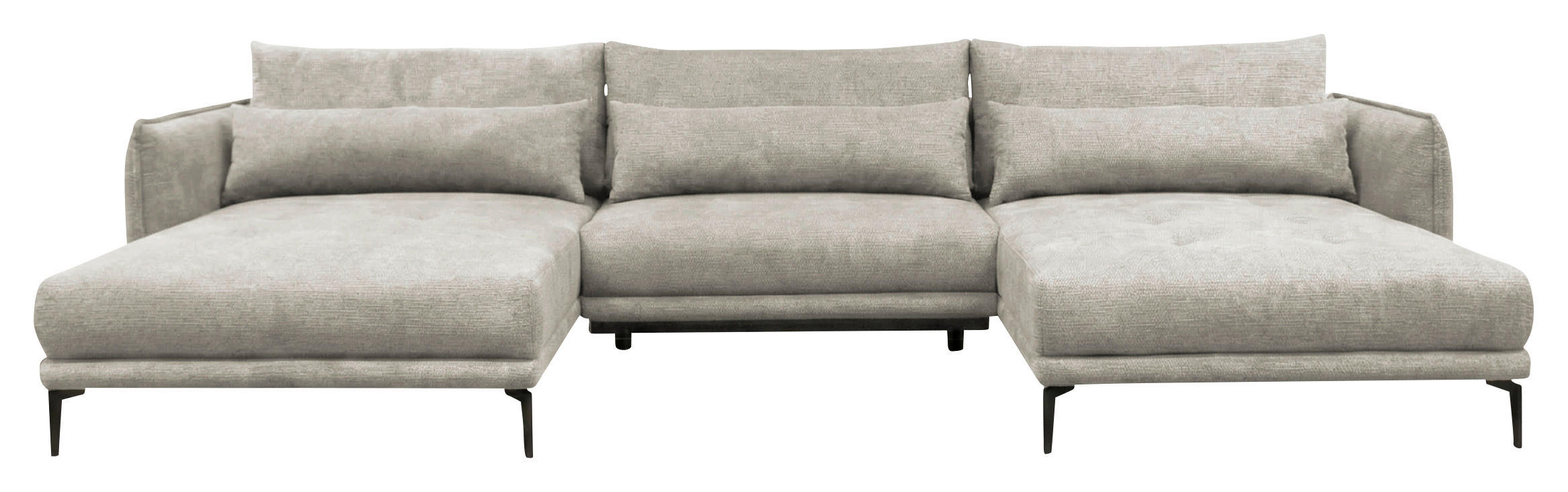 WOHNLANDSCHAFT LAGACY U Grau Flachgewebe  - Schwarz/Grau, Design, Textil/Metall (193/368/193cm) - MID.YOU