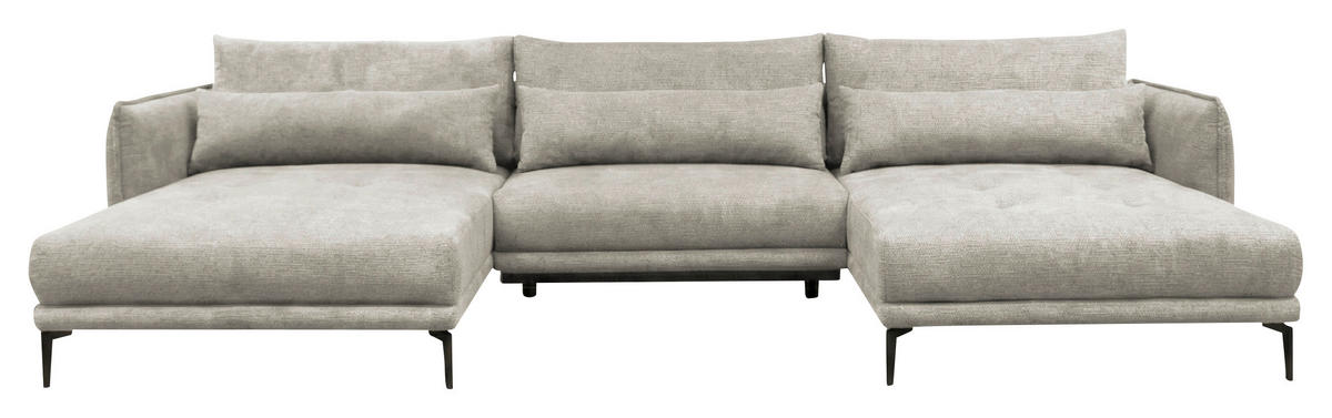 WOHNLANDSCHAFT LAGACY U Grau Flachgewebe  - Schwarz/Grau, Design, Textil/Metall (193/368/193cm) - MID.YOU