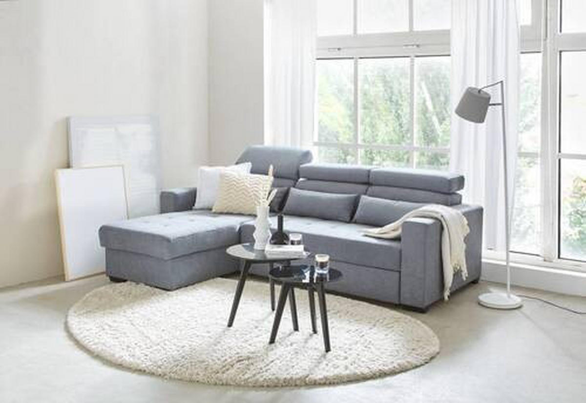 KUTNA GARNITURA tekstil  plavkastosiva   - plavkastosiva/crna, Design, tekstil/plastika (179/240cm) - Carryhome