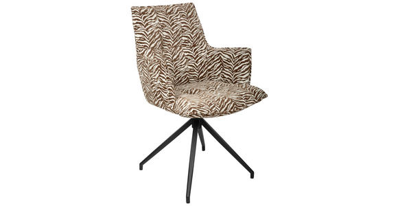 ARMLEHNSTUHL  in Eisen Jacquard  - Schwarz/Braun, Design, Textil/Metall (59/89,5/63cm) - Novel