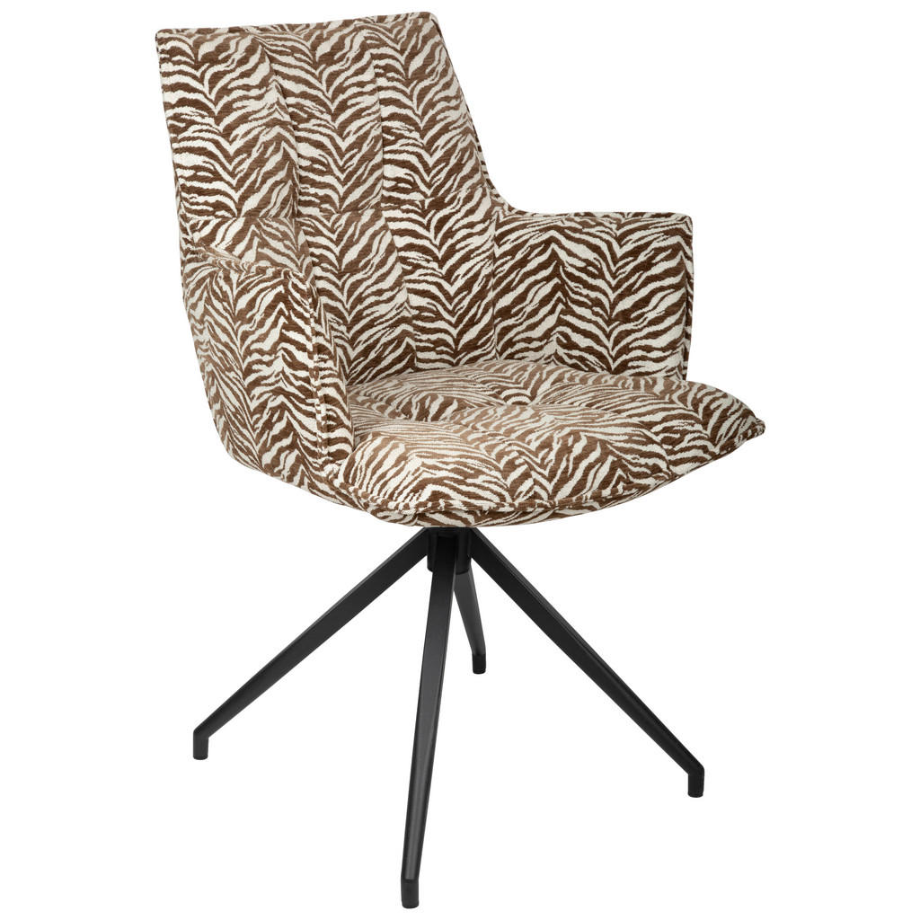 Ambia Home STOLIČKA S PODRÚČKAMI, železo, žakár, hnedá, biela