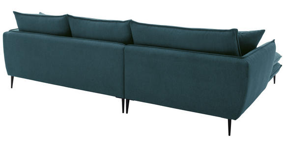 ECKSOFA  in Webstoff Petrol  196/304 cm  - Petrol/Schwarz, KONVENTIONELL, Textil/Metall (196/304cm) - Hom`in