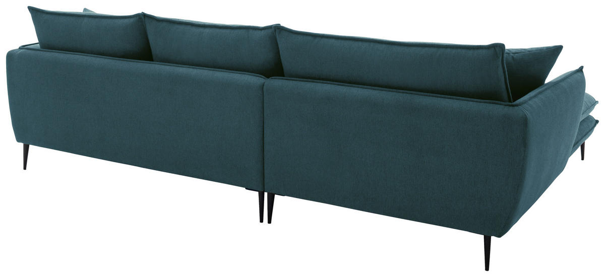 ECKSOFA Petrol Webstoff  - Petrol/Schwarz, KONVENTIONELL, Textil/Metall (196/304cm) - Hom`in