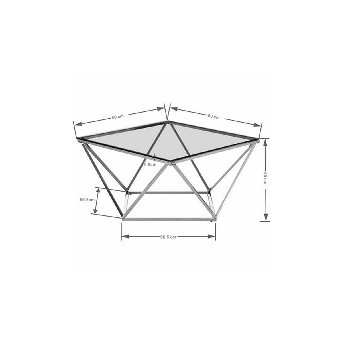 COUCHTISCH ESG 80/80/45 cm quadratisch Edelstahlfarben  - Edelstahlfarben, Basics, Glas/Metall (80/80/45cm) - Kare-Design