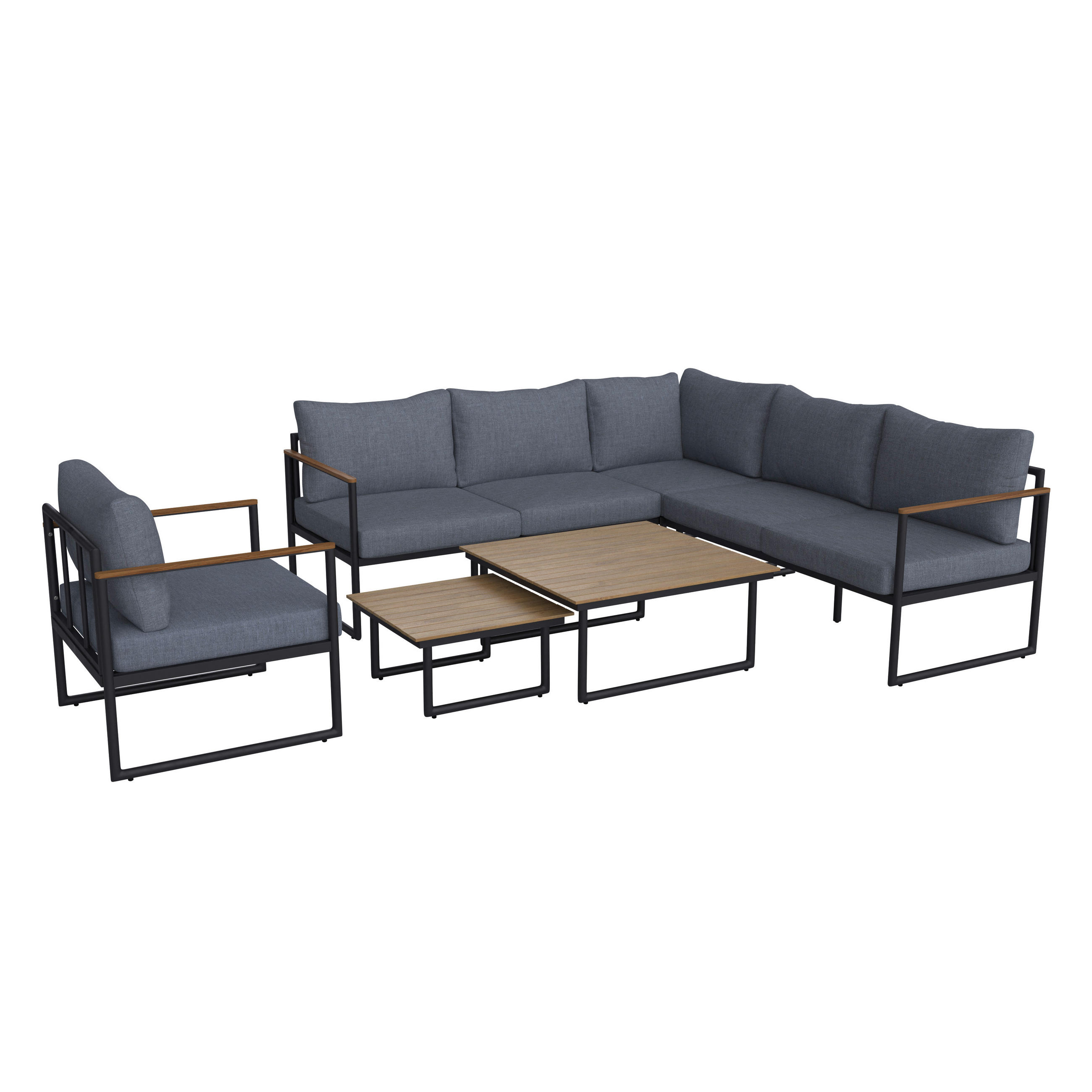 LOUNGEGARNITUR Teakholz Aluminium  - Dunkelgrau, MODERN, Holz/Metall - Ambia Garden
