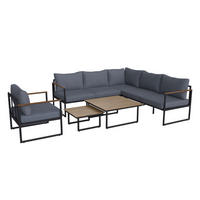 LOUNGEGARNITUR Teakholz Aluminium  - Dunkelgrau, MODERN, Holz/Metall - Ambia Garden