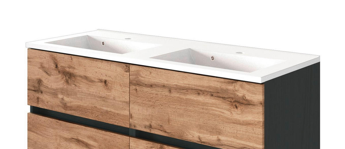 WASCHTISCHKOMBI 120 cm  - Eiche Wotan/Weiß, Design, Holzwerkstoff/Stein (120cm) - Held