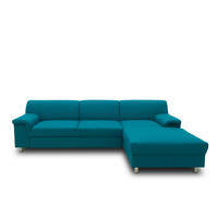 ECKSOFA Petrol Webstoff  - Chromfarben/Petrol, KONVENTIONELL, Textil/Metall (251/150cm) - MID.YOU
