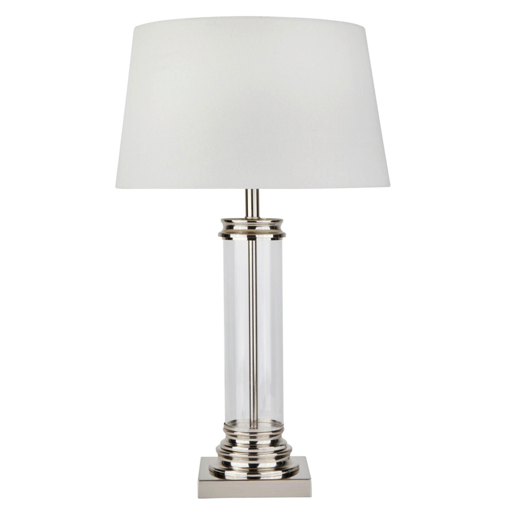 BORDSLAMPA Pedestal 37/62 cm   - vit/silver, Klassisk, metall/glas (37/62cm)