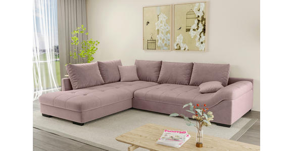 ECKSOFA Altrosa Cord Zierkissen, Rückenkissen, Rücken echt  - Schwarz/Altrosa, KONVENTIONELL, Holz/Textil (202/298cm) - Carryhome