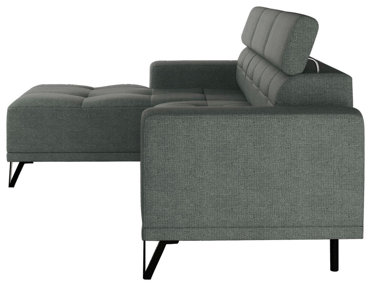 ECKSOFA in Chenille Waldgrün  - Waldgrün/Schwarz, Konventionell, Textil/Metall (178/264cm) - Hom`in
