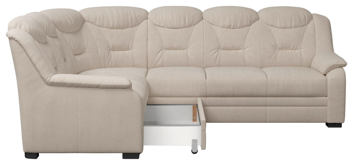 ECKSOFA in Chenille Beige  211/263 cm  - Beige/Schwarz, Basics, Kunststoff/Textil (211/263cm) - MID.YOU