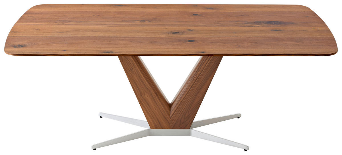 ESSTISCH Amerikanischer Nussbaum furniert rechteckig Nussbaumfarben, Edelstahlfarben  - Edelstahlfarben/Nussbaumfarben, Design, Holz/Holzwerkstoff (200/100/76cm) - Koinor