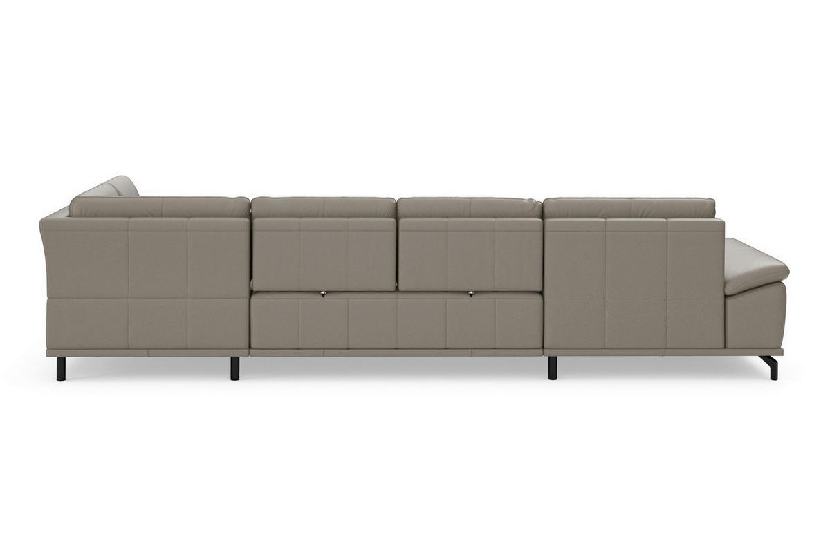 WOHNLANDSCHAFT COSTELLO E Grau Echtleder  - Schwarz/Grau, Basics, Leder/Metall (176/363/223cm) - Sit & More