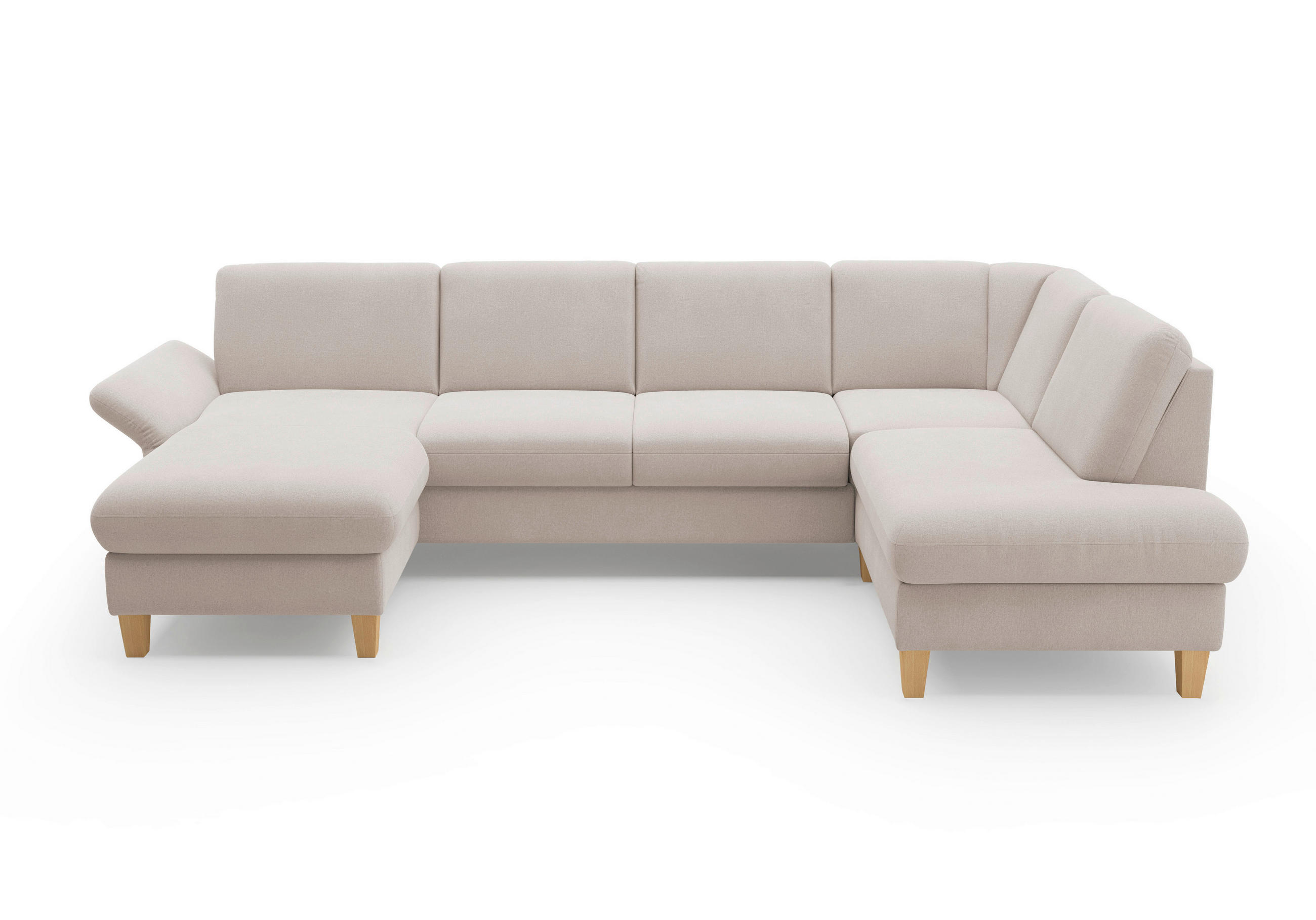 WOHNLANDSCHAFT Greige Flachgewebe  - Greige/Eichefarben, KONVENTIONELL, Holz/Textil (164/314/195cm) - Sit & More