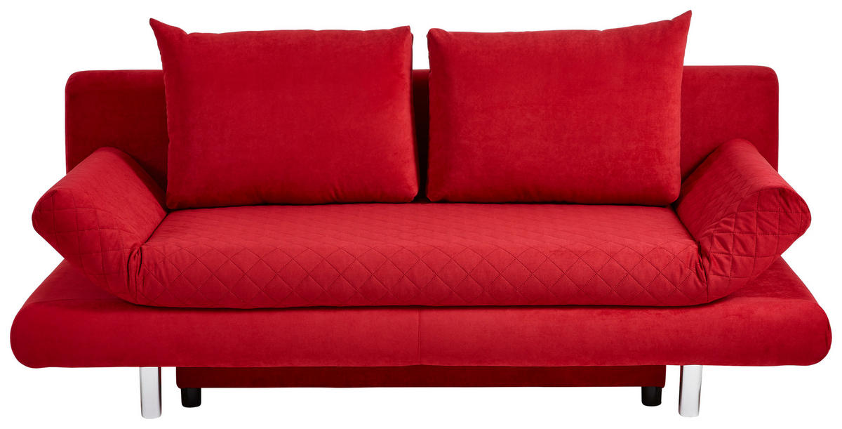 SCHLAFSOFA Armteil verstellbar Mikrofaser Rot  - Chromfarben/Rot, Design, Textil (194/73/91cm) - Xora