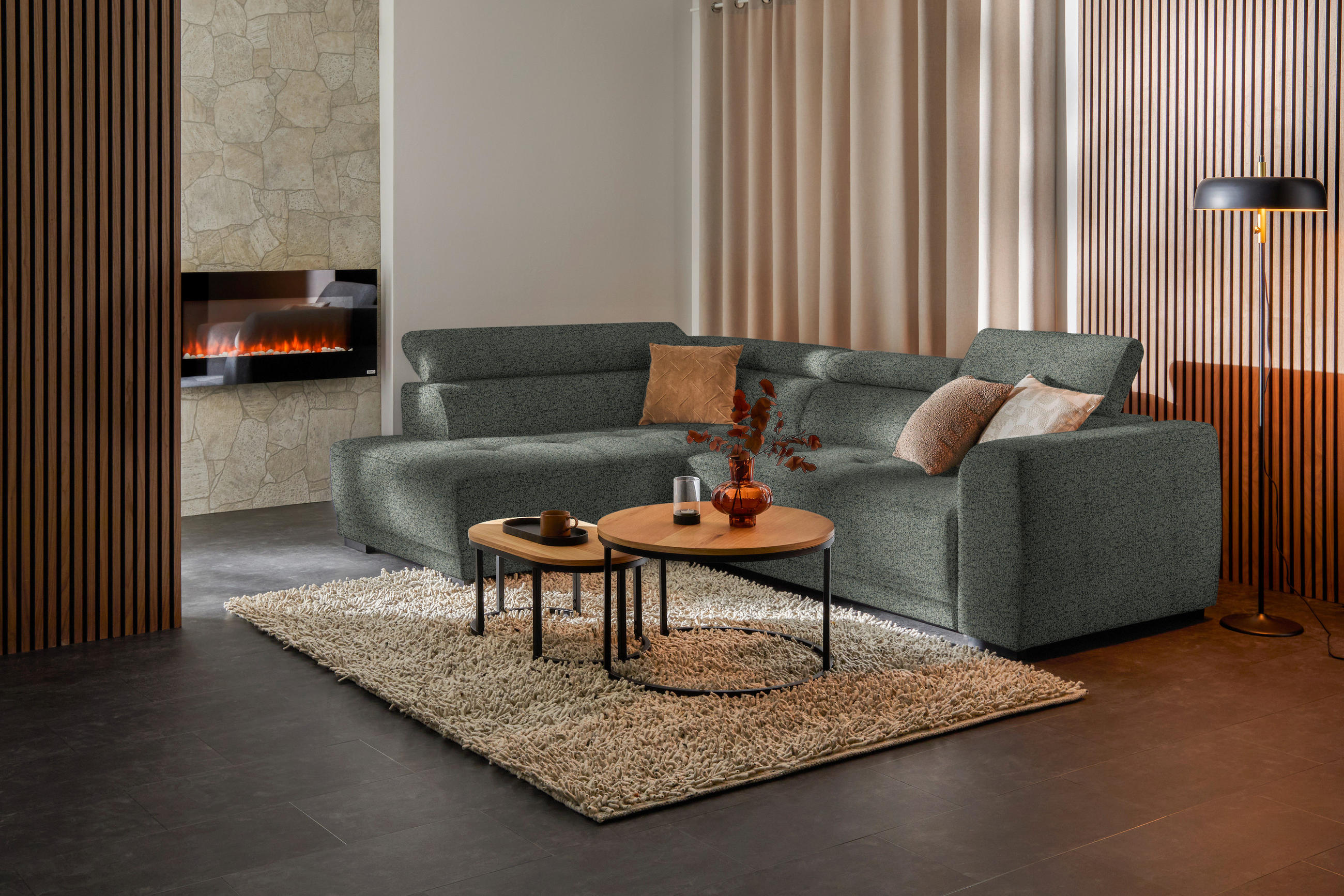 ECKSOFA in Struktur Grau   - Schwarz/Grau, Design, Kunststoff/Textil (205kg) - Xora