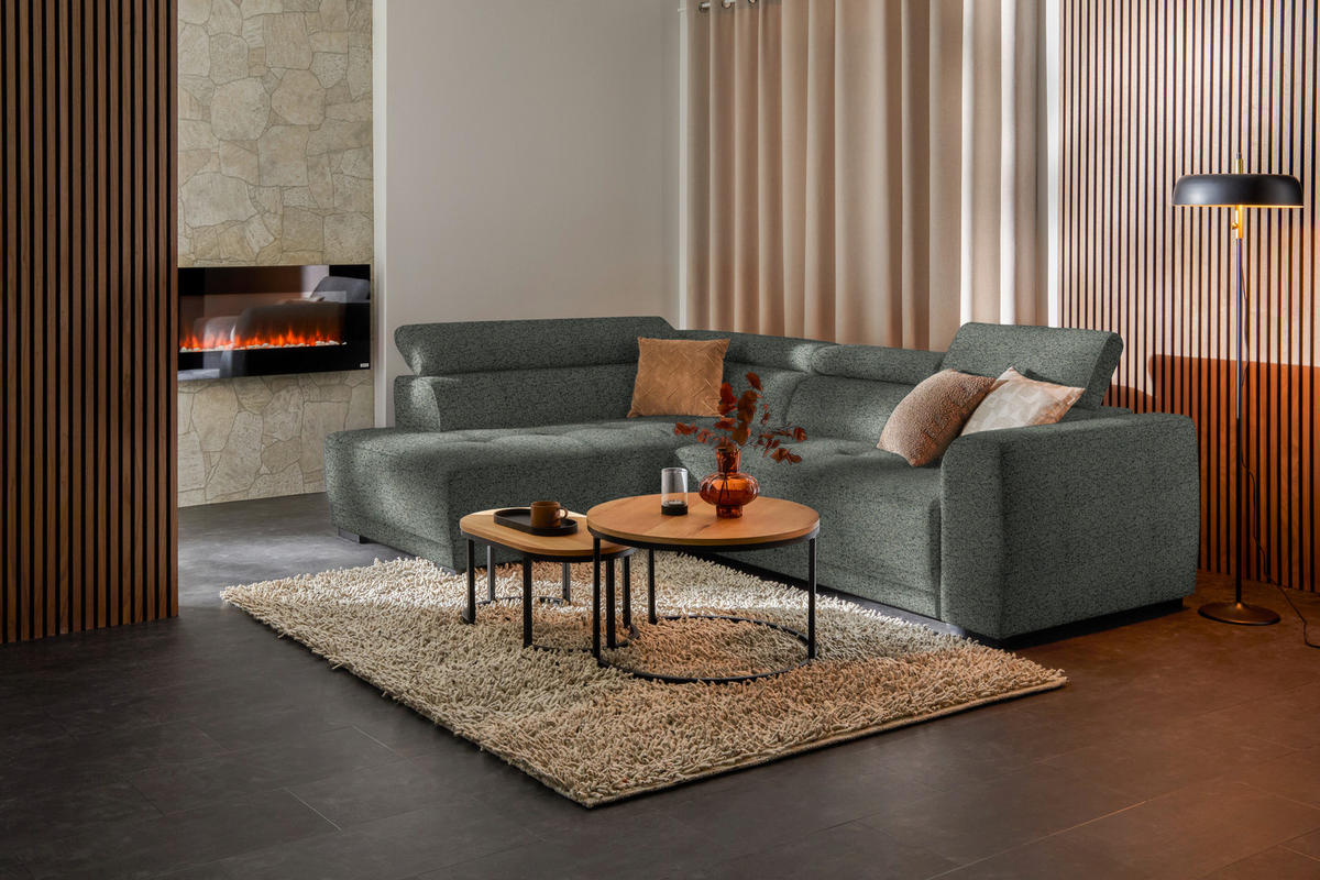 ECKSOFA in Struktur Grau   - Schwarz/Grau, Design, Kunststoff/Textil (205kg) - Xora