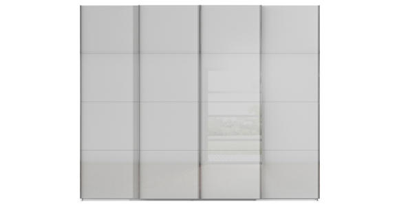 SCHWEBETÜRENSCHRANK 271/223/68 cm 4-türig Weiß, Grau - Chromfarben/Weiß, Design, Glas/Holzwerkstoff (271/223/68cm) - Novel