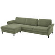 ECKSOFA  in Chenille, Flachgewebe Olivgrün  175/316 cm  - Schwarz/Olivgrün, Design, Textil/Metall (175/316cm) - Dieter Knoll