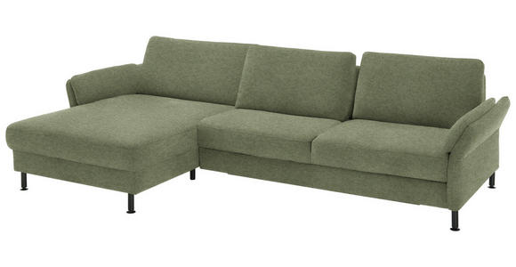 ECKSOFA  in Chenille, Flachgewebe Olivgrün  175/316 cm  - Schwarz/Olivgrün, Design, Textil/Metall (175/316cm) - Dieter Knoll