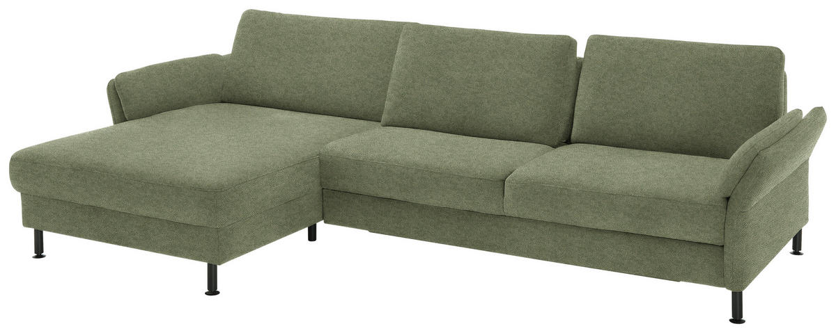 ECKSOFA  in Chenille, Flachgewebe Olivgrün  175/316 cm  - Schwarz/Olivgrün, Design, Textil/Metall (175/316cm) - Dieter Knoll