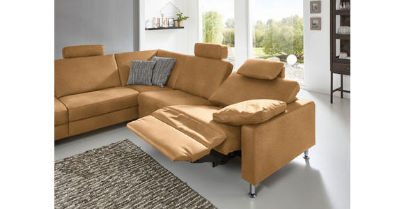 ECKSOFA in Mikrofaser Honig  - Alufarben/Honig, Design, Textil/Metall (242/275cm) - Dieter Knoll