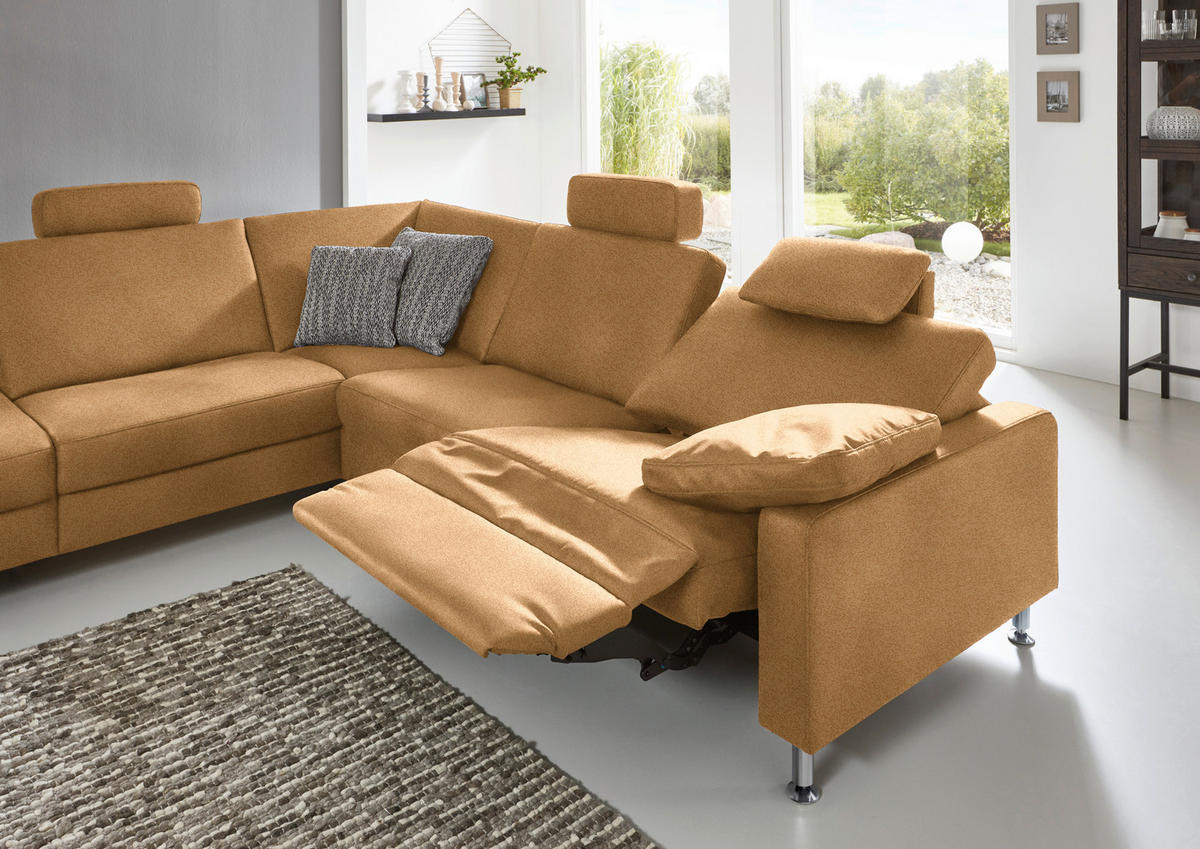 ECKSOFA in Mikrofaser Honig  - Alufarben/Honig, Design, Textil/Metall (242/275cm) - Dieter Knoll