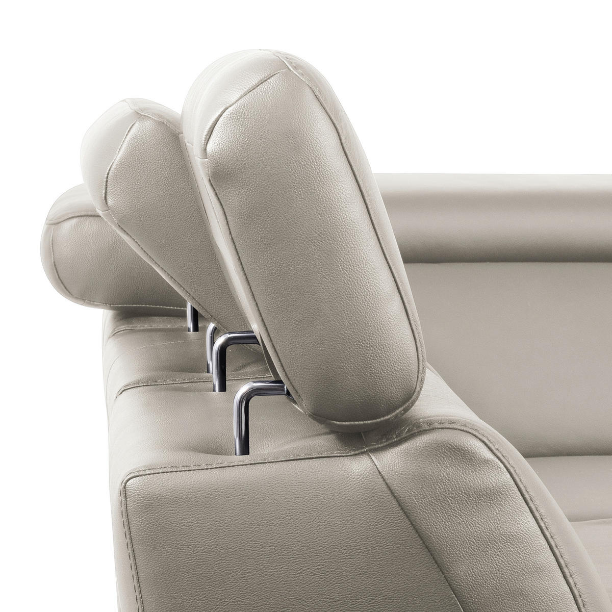 ECKSOFA  in Lederlook Echtleder Platinfarben  274/220 cm  - Platinfarben/Schwarz, Design, Leder/Textil (274/220cm) - Livetastic