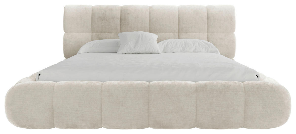 POLSTERBETT 180/200 cm,  in Beige, Lattenrost, Bettkasten,  - Beige/Schwarz, Design, Holz/Textil (180/200cm) - Chameo