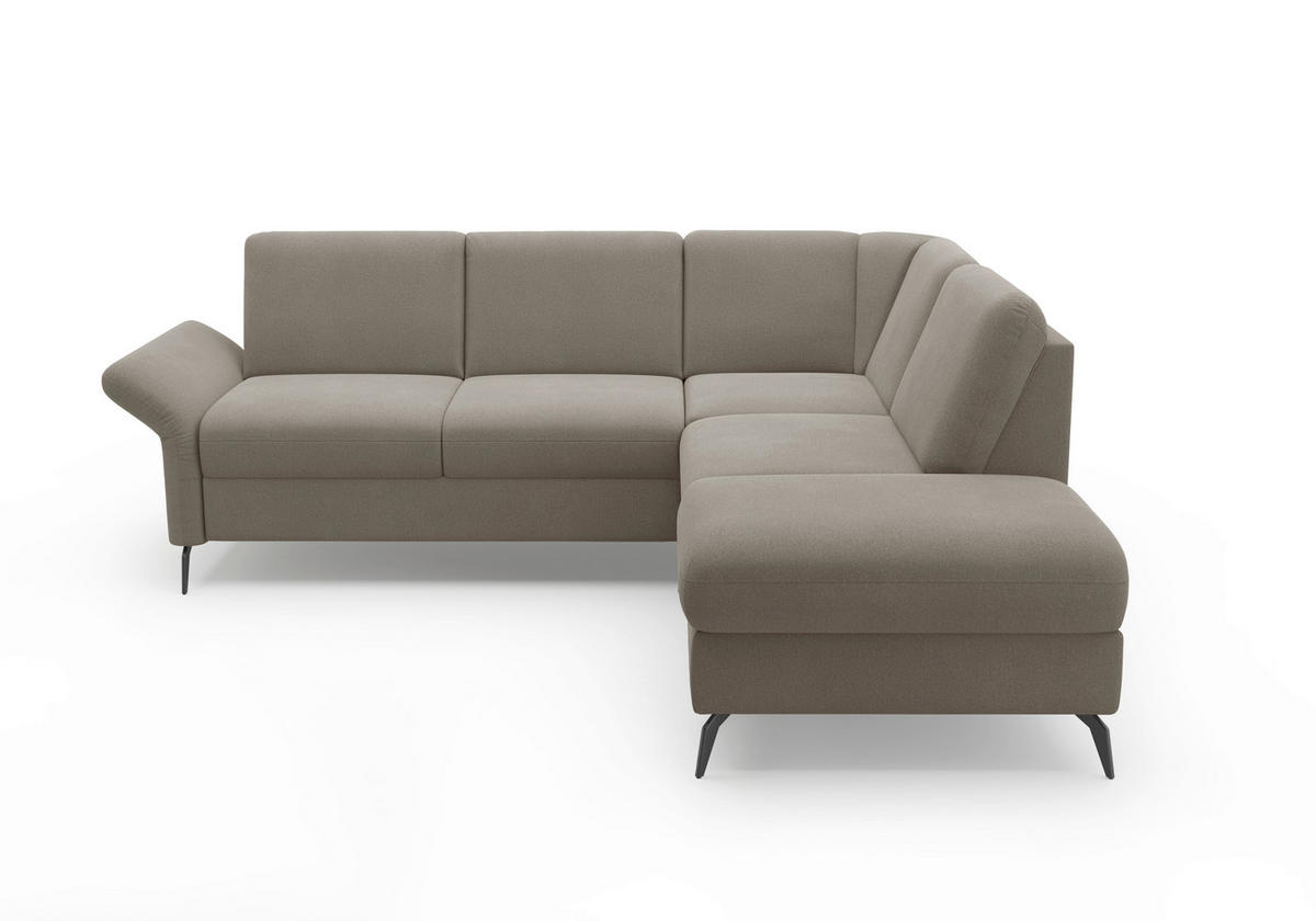 ECKSOFA ROCHELLE E Schlammfarben Flachgewebe  - Schlammfarben/Schwarz, KONVENTIONELL, Textil/Metall (240/216cm) - Sit & More
