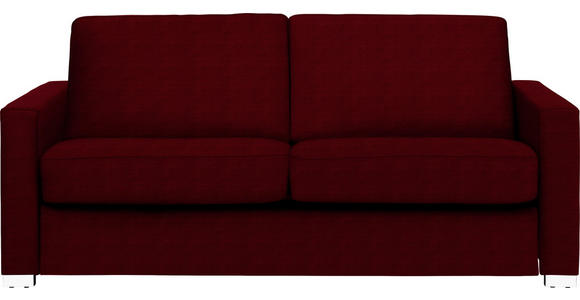 SCHLAFSOFA in Flachgewebe Dunkelrot  - Chromfarben/Dunkelrot, KONVENTIONELL, Textil/Metall (188/86/97cm) - Novel