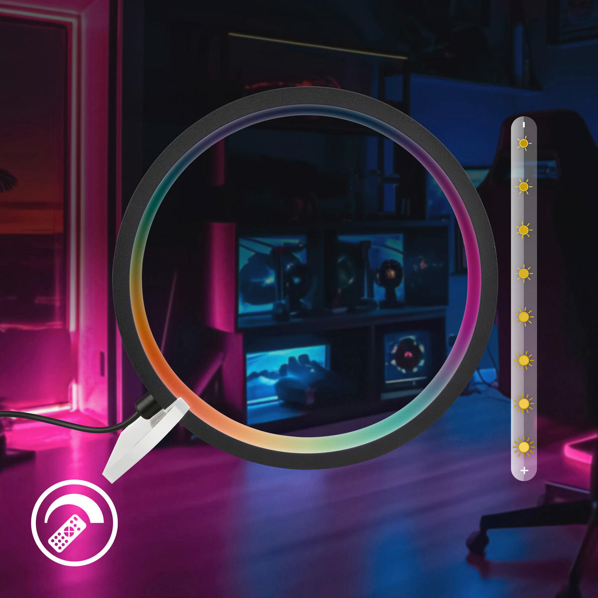 LED ASZTALI LÁMPA - fekete, Basics, műanyag/fém (20/20/2cm)