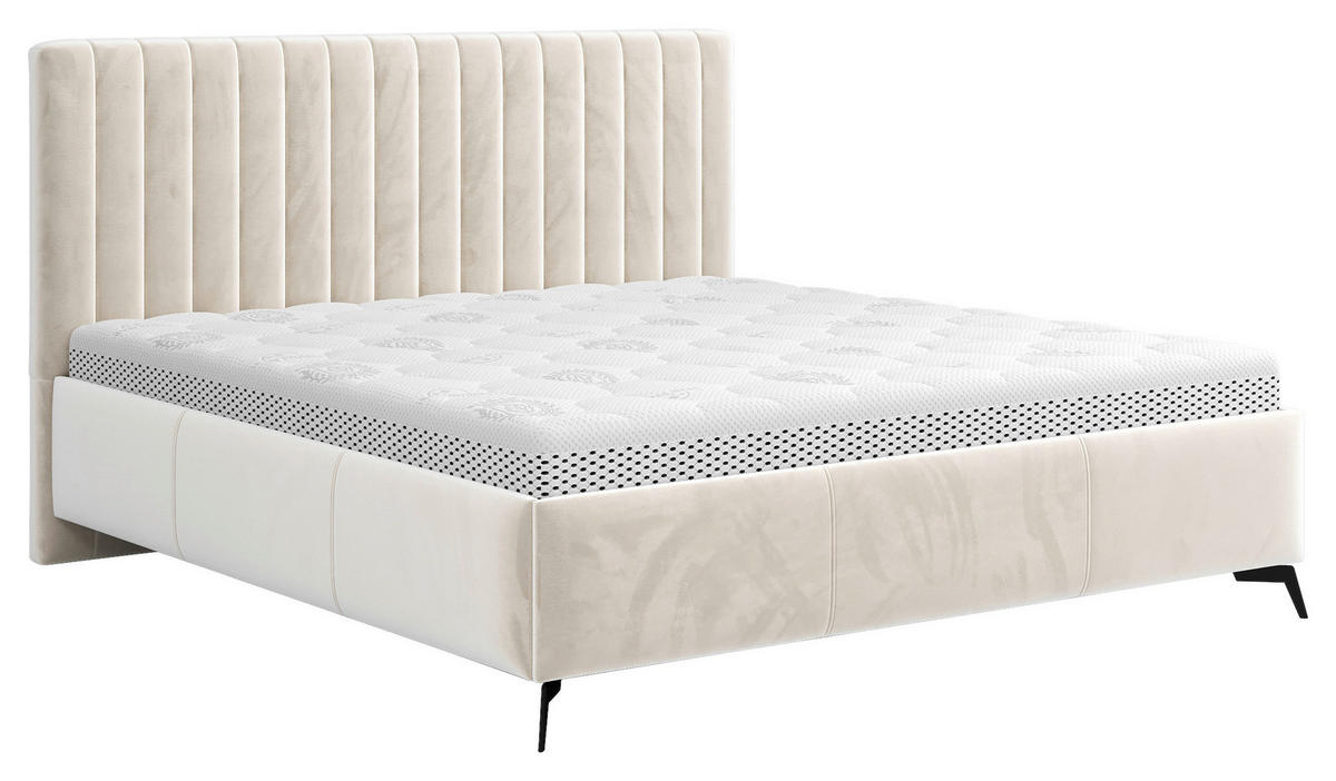 POLSTERBETT 180/200 cm  in Beige  - Beige/Schwarz, Konventionell, Holz/Textil (180/200cm) - Hom`in