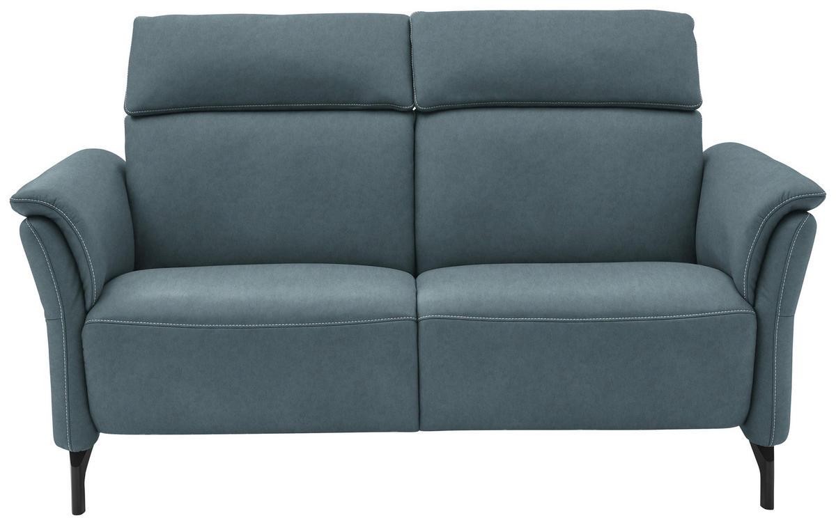 2-SITZER-SOFA in Echtleder Graublau  - Graublau/Schwarz, Konventionell, Leder/Metall (178/103/92cm) - Dieter Knoll