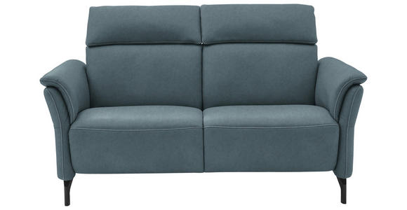 2-SITZER-SOFA Graublau Echtleder  - Graublau/Schwarz, KONVENTIONELL, Leder/Metall (178/103/92cm) - Dieter Knoll