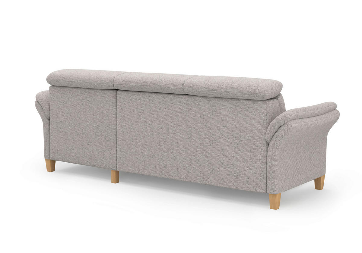 ECKSOFA GLENDALE E Silberfarben Chenille  - Eichefarben/Silberfarben, KONVENTIONELL, Holz/Textil (253/166cm) - Sit & More