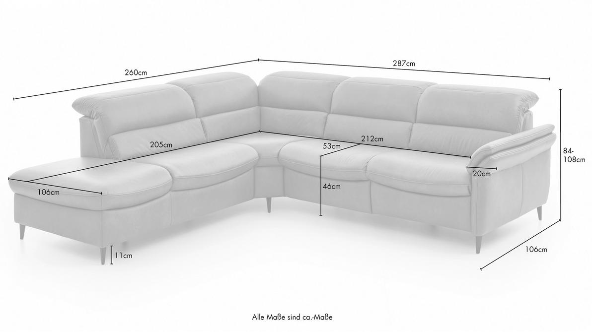 ECKSOFA Braun Echtleder  - Schwarz/Braun, Design, Leder/Metall (260/287cm) - Valdera