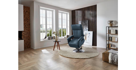 RELAXSESSEL in Leder Blau - Blau/Edelstahlfarben, Design, Leder/Metall (78/112/85cm) - Cantus