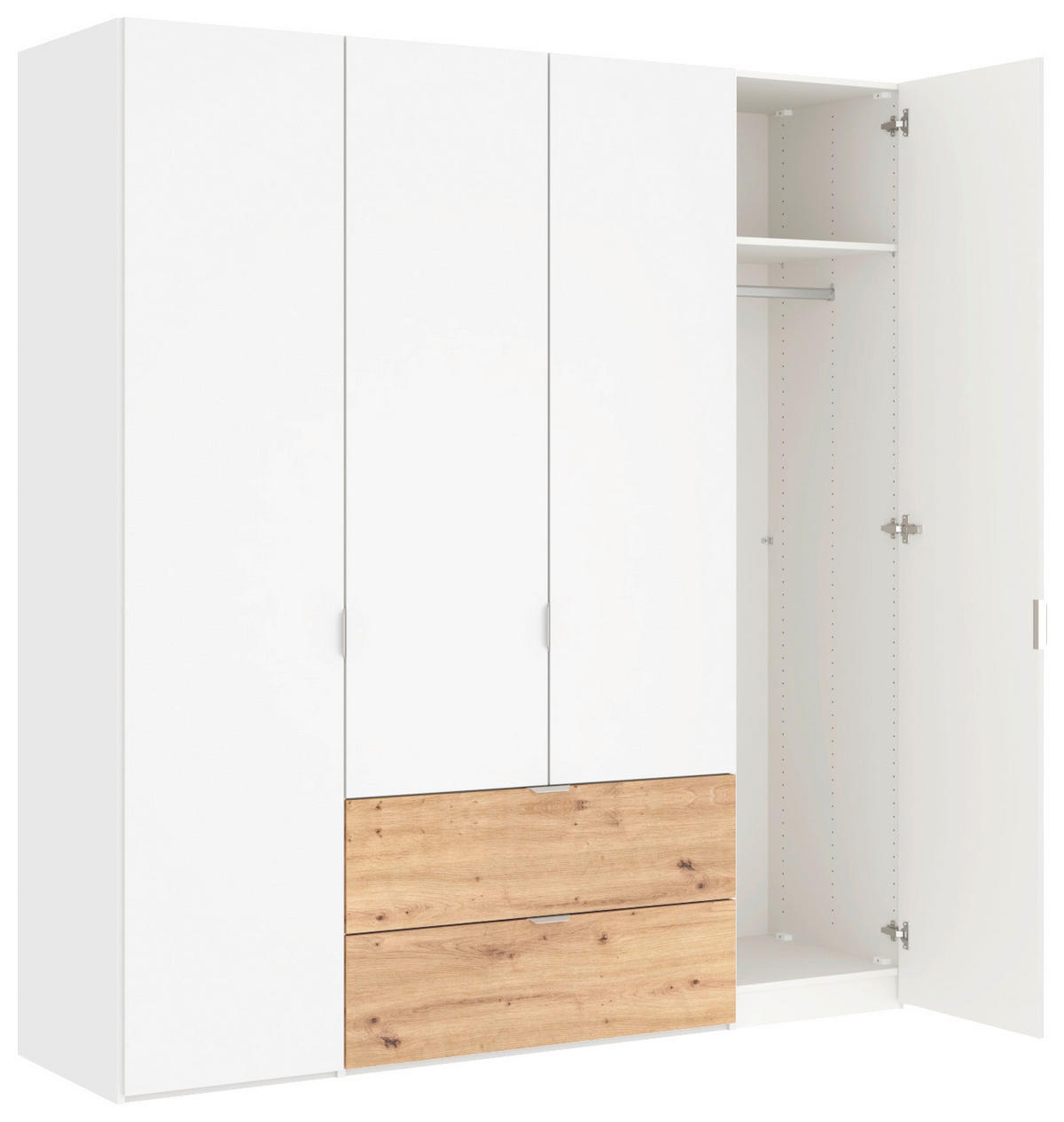 DREHTÜRENSCHRANK  in Weiß, Eiche Artisan  - Edelstahlfarben/Weiß, KONVENTIONELL, Holzwerkstoff/Metall (203/220/59cm) - Jutzler
