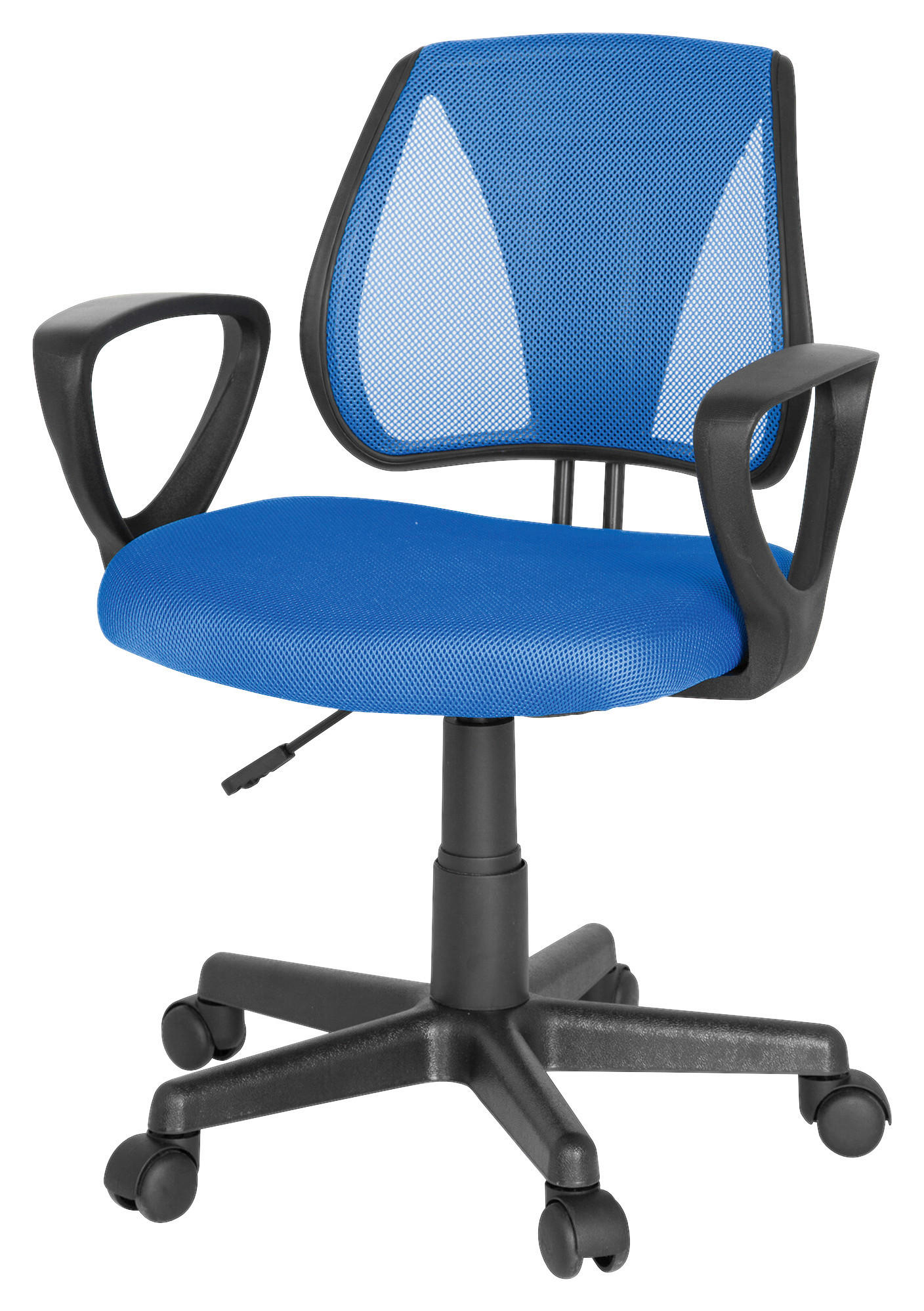 OTOČNÁ ŽIDLE PRO MLÁDEŽ, modrá - modrá/černá, Basics, plast (58/75-92/45cm) - MID.YOU