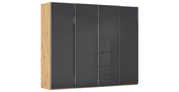 SCHWEBETÜRENSCHRANK 271/235/68 cm 4-türig Schwarz, Eiche Artisan - Chromfarben/Schwarz, Design, Glas/Holzwerkstoff (271/235/68cm) - Novel