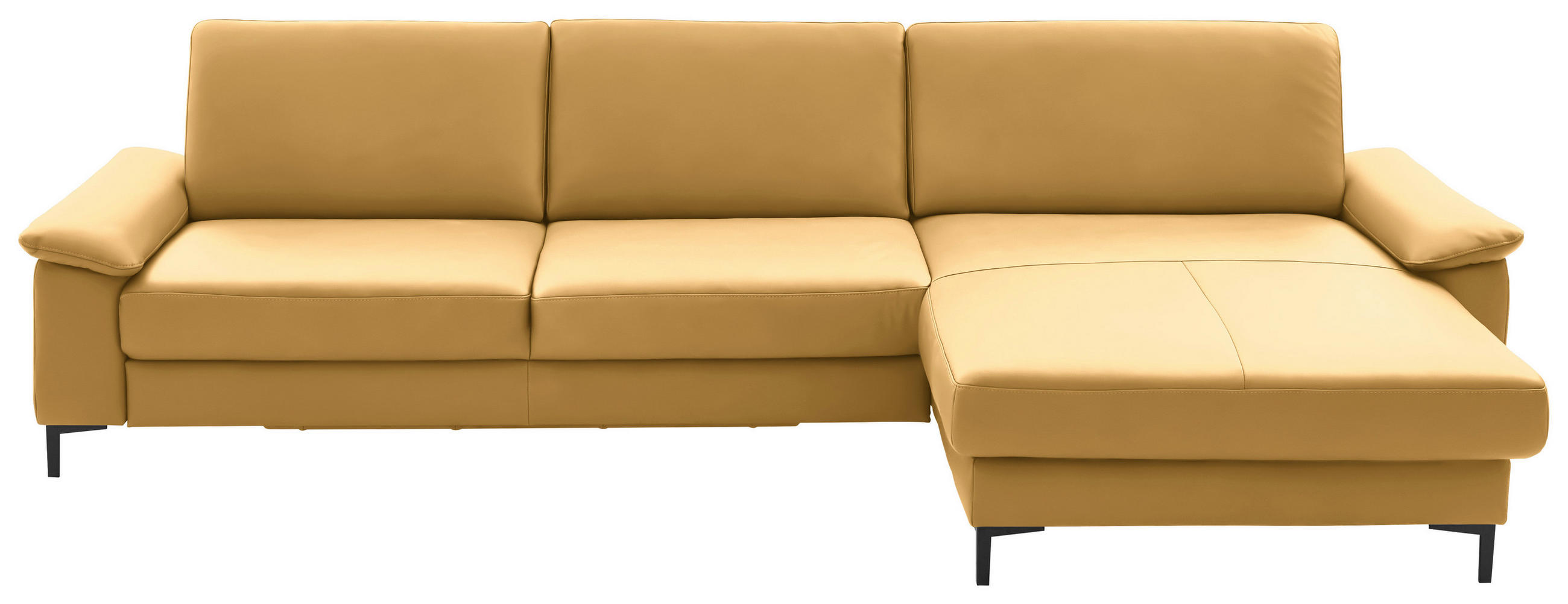 ECKSOFA in Echtleder Gelb  - Gelb/Schwarz, Design, Leder/Metall (334/176cm) - Dieter Knoll