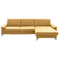 ECKSOFA in Echtleder Gelb  - Gelb/Schwarz, Design, Leder/Metall (334/176cm) - Dieter Knoll