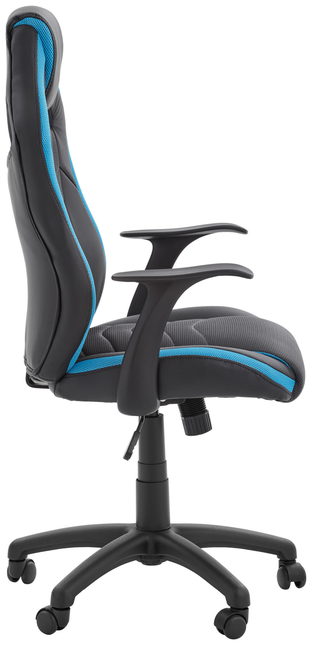 GAMING STOL kovina, umetna masa, tekstil modra, črna  - modra/črna, Design, kovina/umetna masa (62/112,5-122/68cm) - Hom`in