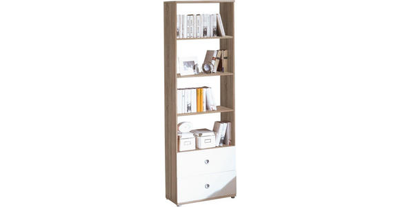 REGAL Weiß, Sonoma Eiche  - Silberfarben/Weiß, Design, Holzwerkstoff/Kunststoff (60/190/33cm) - Carryhome