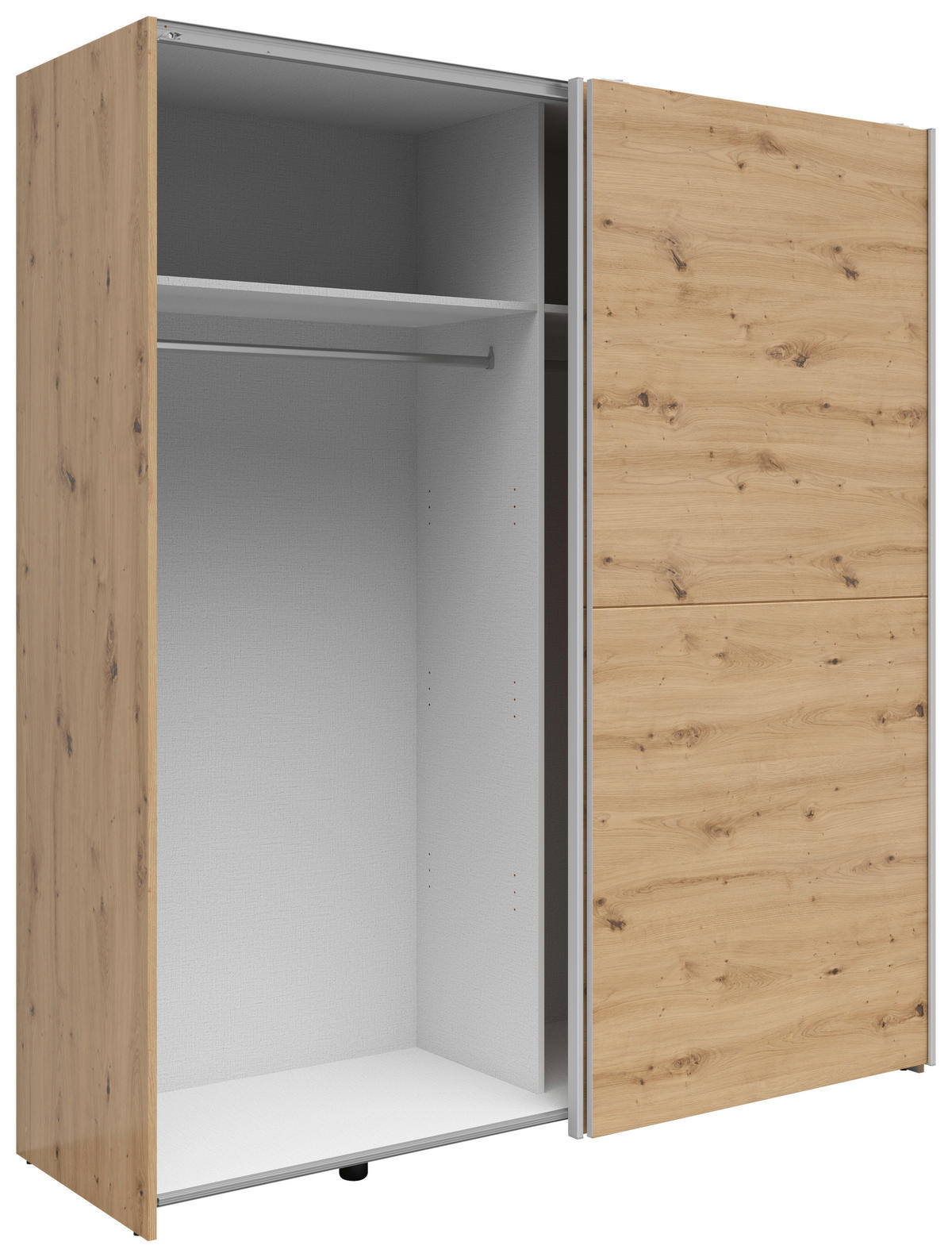 SCHWEBETÜRENSCHRANK 170/191/59 cm 2-türig Eiche Artisan  - Silberfarben/Eiche Artisan, Basics, Holzwerkstoff/Kunststoff (170/191/59cm) - Boxxx