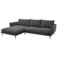 ECKSOFA  in Webstoff Taupe  196/304 cm  - Taupe/Schwarz, KONVENTIONELL, Textil/Metall (196/304cm) - Hom`in